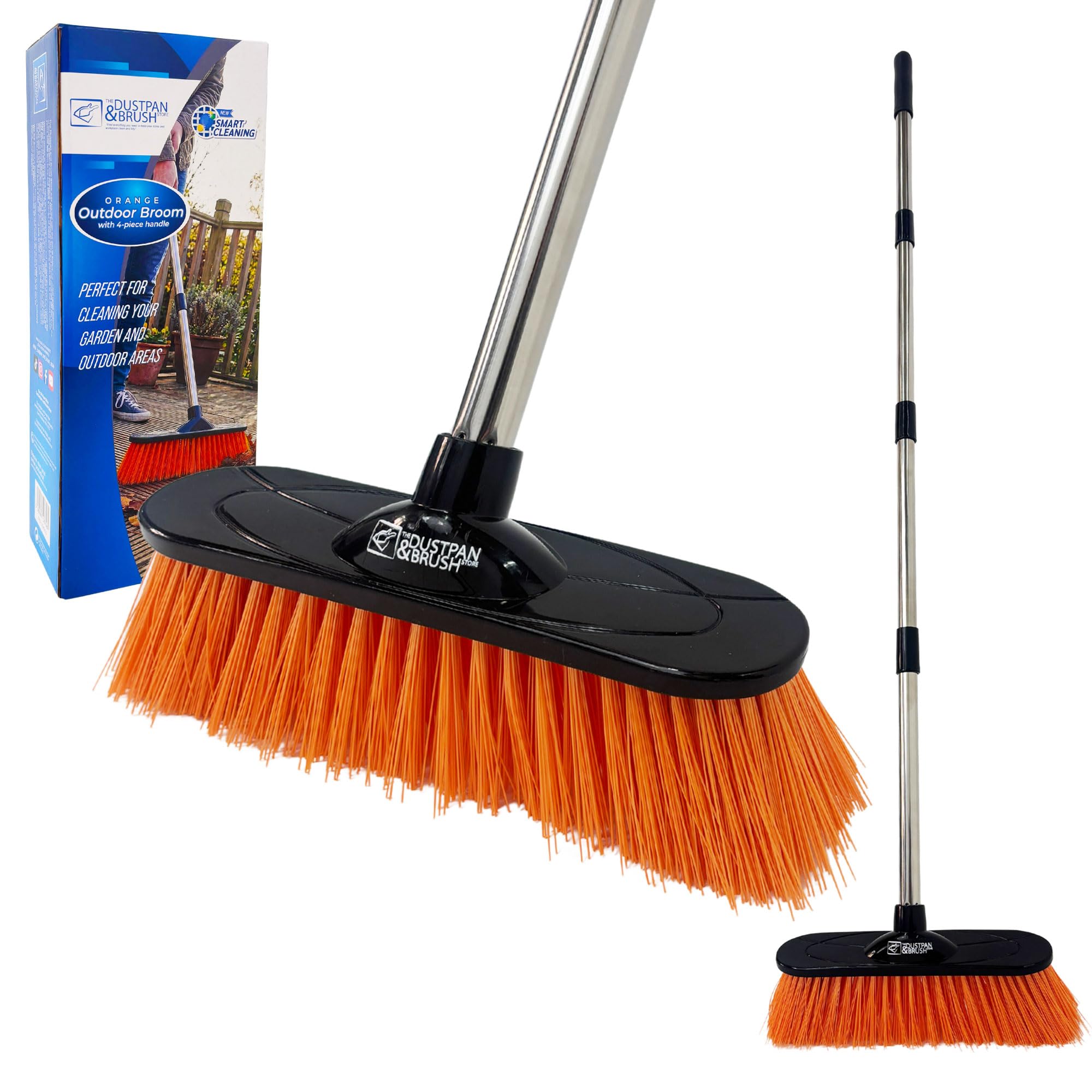 Durable Garden Broom Outdoor Brush with Strong Handle and Stiff PVC Hard Bristle