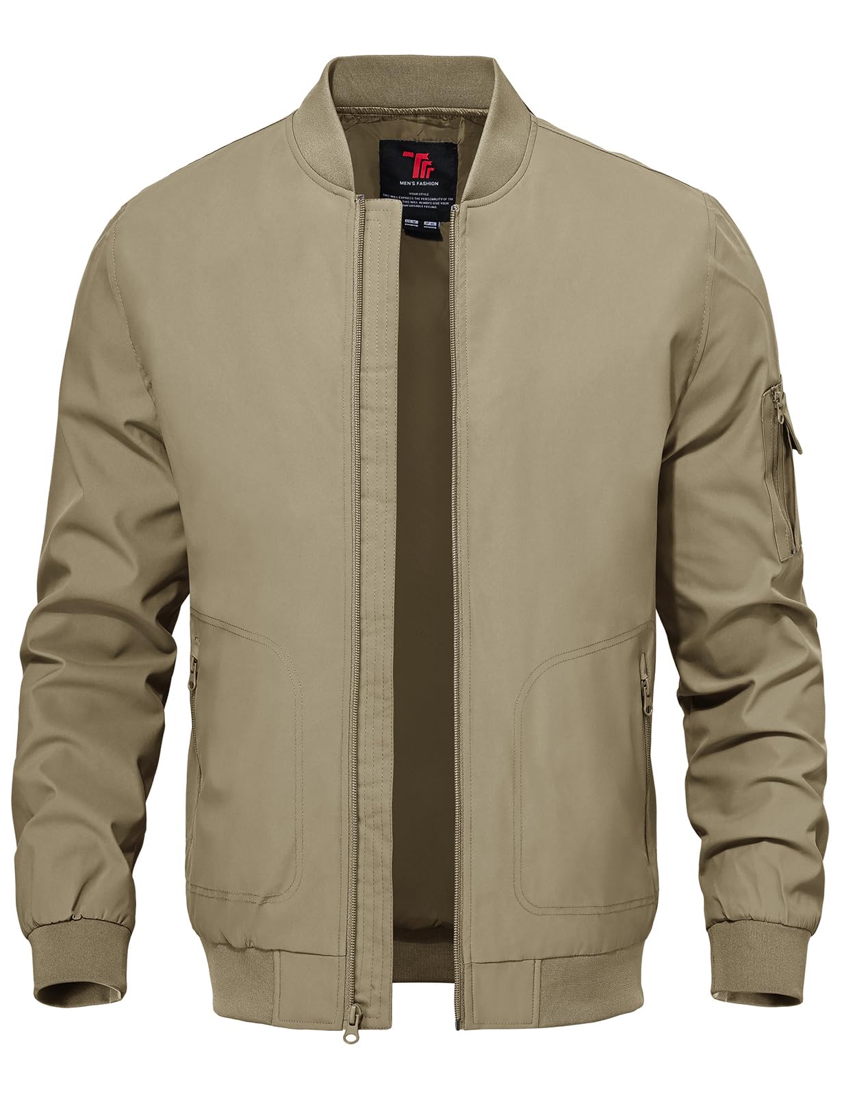 TBMPOY Men's Windproof Bomber Jackets Lightweight Training Jackets Windbreaker O