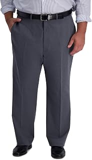 Haggar mensHC91000Iron Free Khaki Classic Fit Flat Expandable Casual Pant Pants - Black - 54 x 34