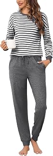 Bresdk Women's Long Cotton Pyjama Set Sleepwear Winter S-4XL