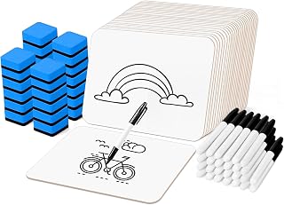 PANDRI 26 Pack Dry Erase Boards with 26 Erasers and 26 Markers, 12.5”x 9” | Double-Sided Reusable Small White Board, Smooth Writing & Wipe-Clean Design, Portable Study Whiteboard