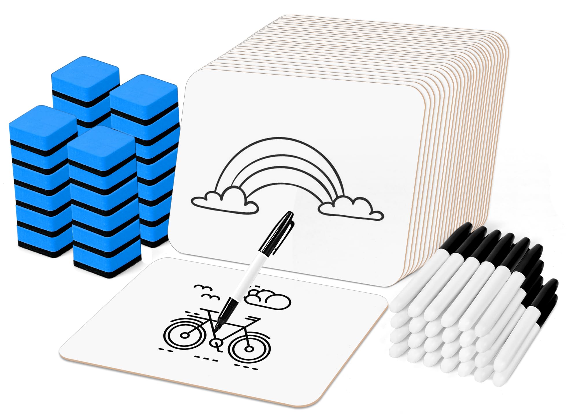PANDRI 26 Pack Dry Erase Boards with 26 Erasers and 26 Markers, 12.5”x 9” | Doub