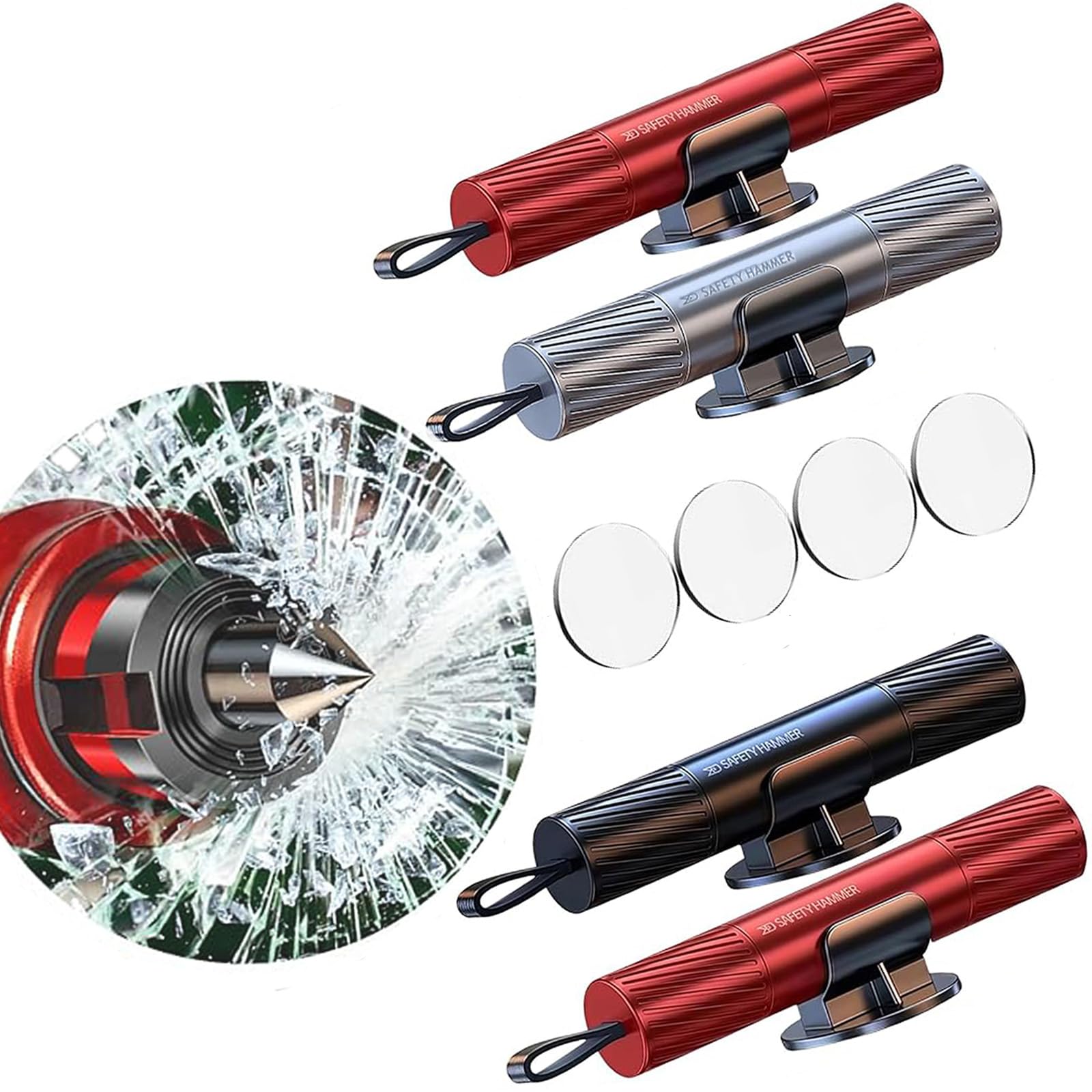 4 Pack 2026 Upgraded Safety Hammer,Safe Hammer Glass Breaker Under Water, Window