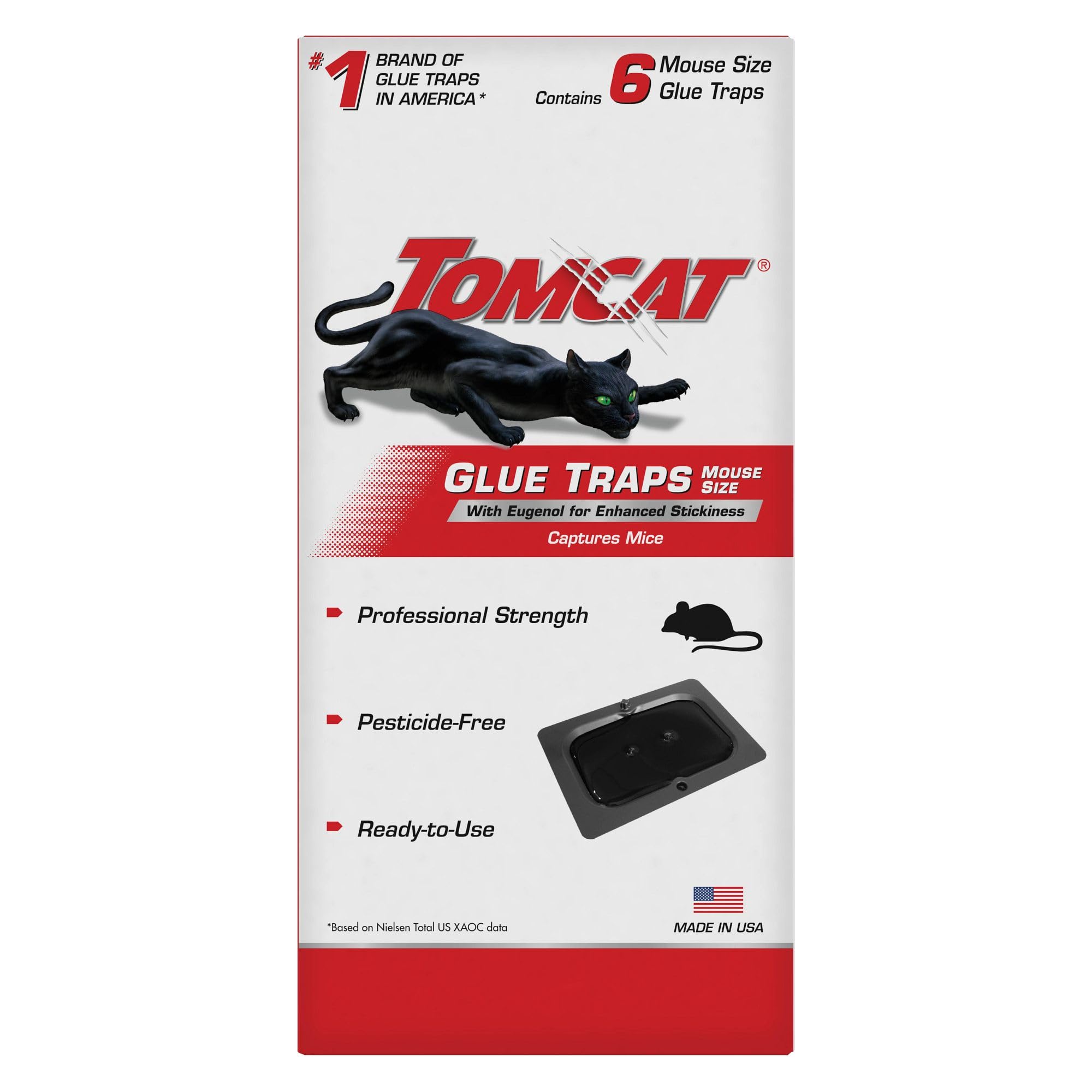Tomcat Glue Traps Mouse Size with Eugenol for Enhanced Stickiness, 6 Traps | Sti