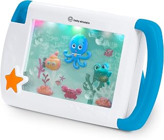 Baby Einstein On-The-Go Sea Dreams Soother, Portable Baby Aquarium Toy | Baby White Noise Machine with Calming Music & Lights, with Stroller Clip & Kickstand, for Newborns and up, Blue