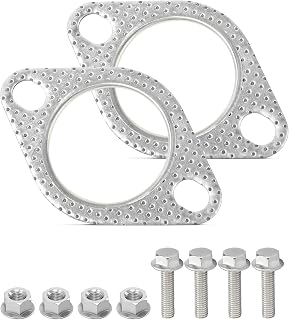 SCUARI 2PCS Exhaust Gasket,Car Accessories Exhaust Flange Gasket,Muffler Gasket,Catalytic Converter Gasket,Exhaust Flange Repair Kit with Bolt &amp; Nut,Fit for Car,Truck,Replace #120-06310-0002 (2inch)