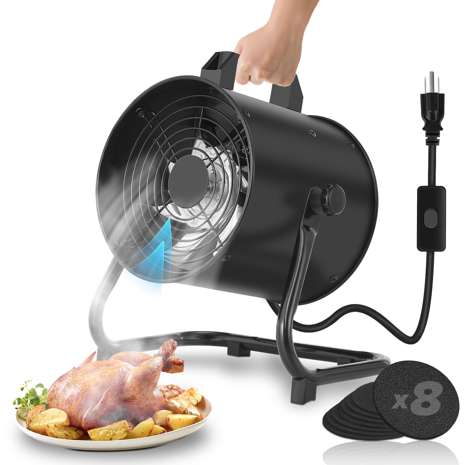 YOZON 8'' Portable Range Hood, Kitchen Exhaust Fan with Switch, Desktop Range Ho