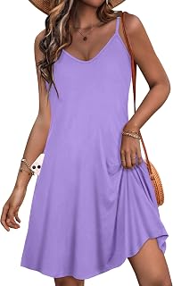 JOELLYUS Women Spaghetti Strap Dresses Summer Dress Beach Pocket Sundresses