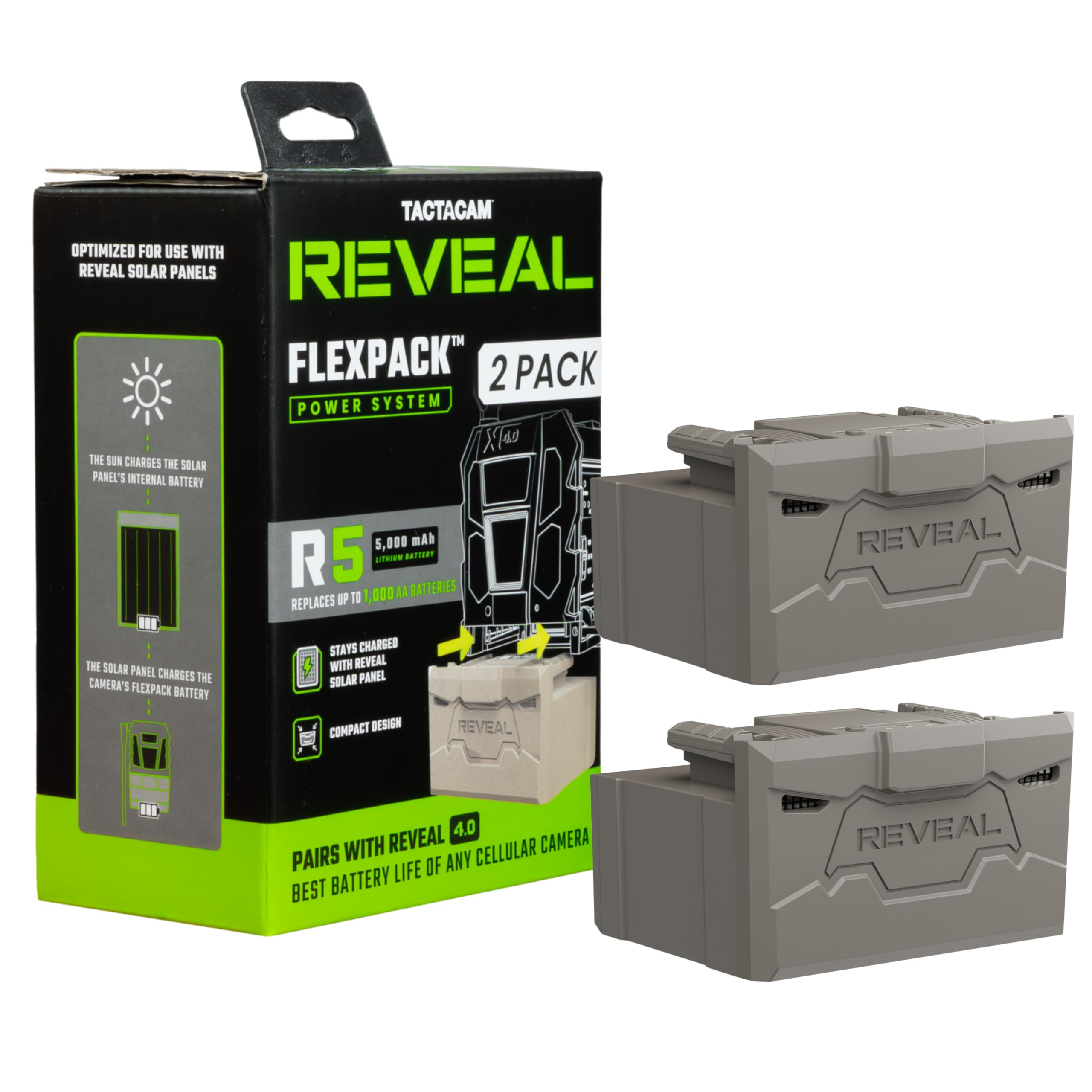TACTACAM Reveal FlexPack R5 2-Pack Rechargeable Lithium Battery Pack | 5,000mAh 