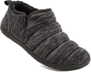 ZIZOR Men's Cozy Memory Foam Slippers with Plush Fleece Lined, Knit Anti-Slip Indoor Outdoor Rubber Sole with Unilateral Elastic Bandage