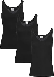 SES Women's Underwear T-Shirt, Pack of 3 with Lace Made of 100% Cotton