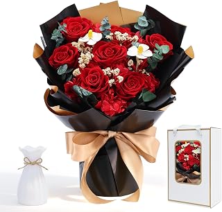 7 Preserved Red Rose Bouquet Eternal Flower Gift Set, Gift for her