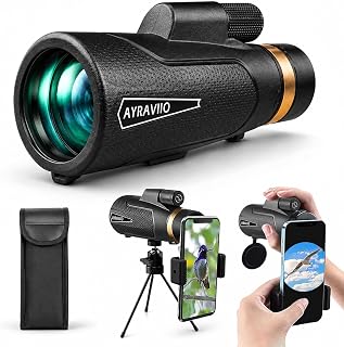 Gifts for Men Dad Husband Him Teen, 12x60 Monocular for Outdoors Adventure | Christmas/Birthday Gifts for Older Men Who Enjoy Hiking, Bird Watching & Travel, with Smartphone Adapter & Tripod, Tech Gifts