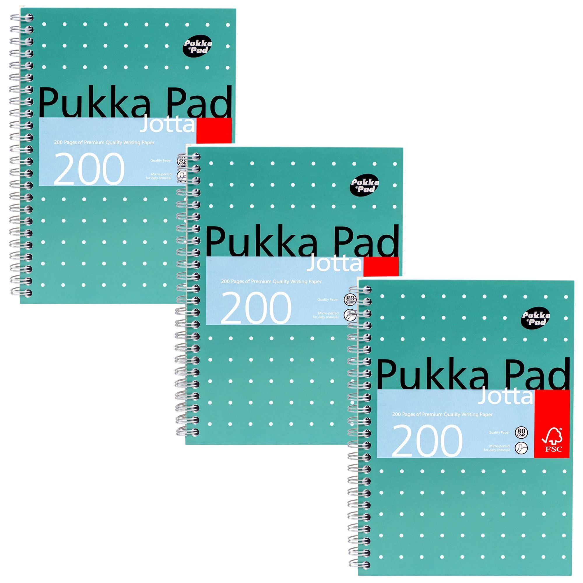Pukka Pad, A5 Metallic Jotta Book 3-Pack for Home, School, and Office – 15 x 21c