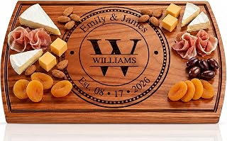 Personalized Cutting Board Wedding Gift - Custom Wood Wedding Registry Gift, Personalized Bridal Shower Gifts for the Couple, Engraved Charcuterie Board, 50th Anniversary Monogram Cutting Board