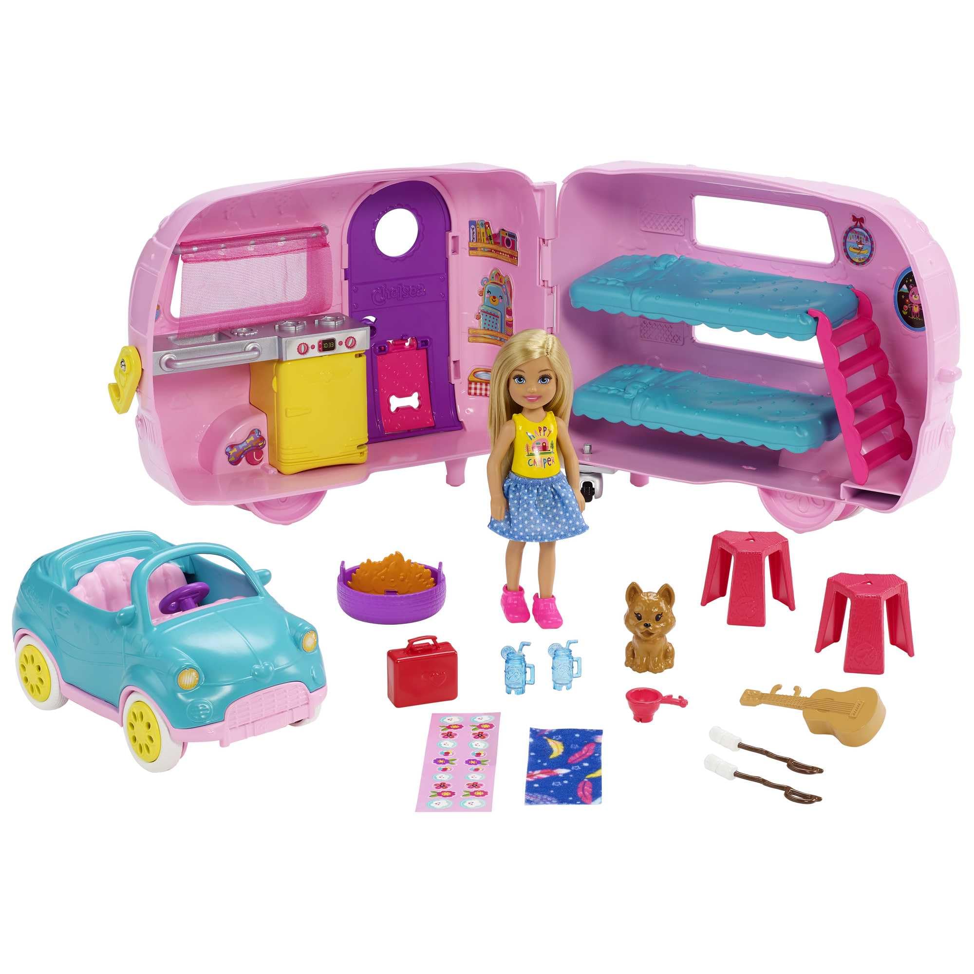 Barbie Chelsea Doll with Toy Car and Camper Playset, Blonde Chelsea Doll | With 