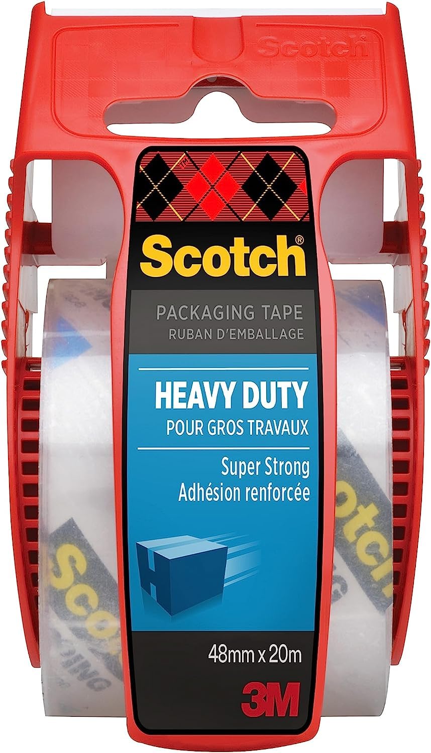 Scotch Heavy Duty Packaging Tape in Dispenser, Clear, 1 Roll, 48 mm x 20 m | Sec