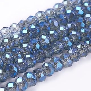 Metallic Electroplated Glass Beads Strands AB Color Plated Faceted Rondelle Crystal Glass Beads Spacers for DIY Jewelry Making Bracelet Necklace Crafts 3.5x2.5~3mm