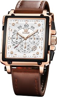 OLEVS Watches for Men Quartz Waterproof Leather Watch