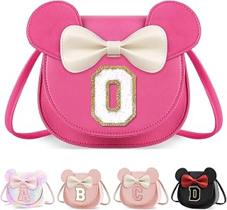 Toddler Purse Girl Wallet for Kids 2 3 4 5 6 7 8 9 Year Old Birthday Gifts,Cute Mouse Ear Bow Crossbody Shoulder Purse,Personalized Initial Toddler Purse Wallet Gifts for Little Girl (Rosered_O)