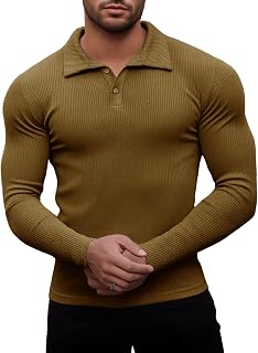 Men's Short-Sleeved Polo Shirt, Slim Fit Muscle T-Shirt, Gym Golf T-Shirts, Casual Elastic T-Shirt