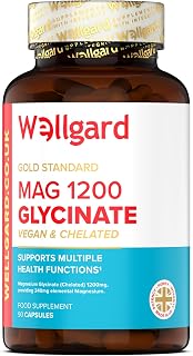 Pure Magnesium Glycinate by Wellgard - Not Mixed with Citrate or Malate, High-Strength Magnesium Supplement, Mag 1200, Vegan, High Absorption Bisglycinate, 240mg Elemental Magnesium, Made in UK