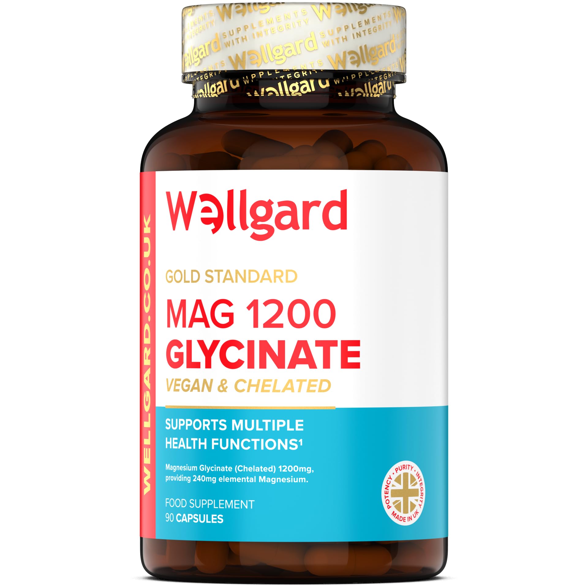 Pure Magnesium Glycinate by Wellgard - Not Mixed with Citrate or Malate, High-St