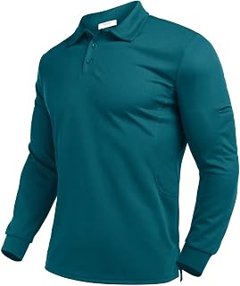 Deyeek Men's Polo Shirts Long Sleeve Golf Polo Shirts for Men Quick Dry UPF 50+ Sun Protection Casual Collar Shirts