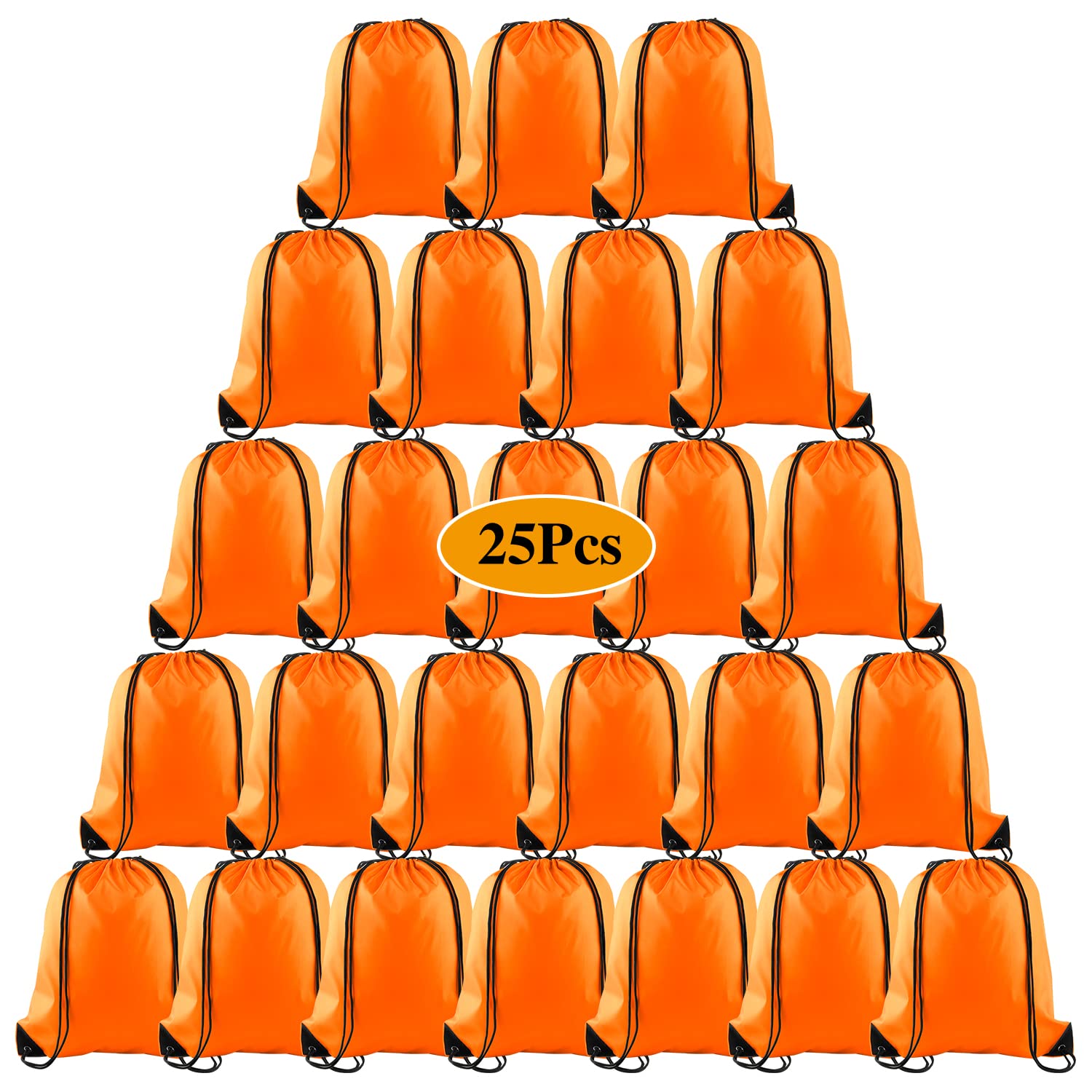 PLULON 25 Pz Arancione Coulisse Zaino Borse Bulk String Zaino Cinch Sack Pull Sp
