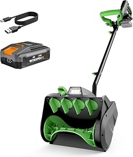 WORKPROX Cordless Snow Shovel, 13-Inch, 20V Battery Included | 23 ft Throw Distance, 4.0Ah Battery, 30° Adjustable Chute, LED Lights, Lightweight, For Steps, Walkways & Driveways