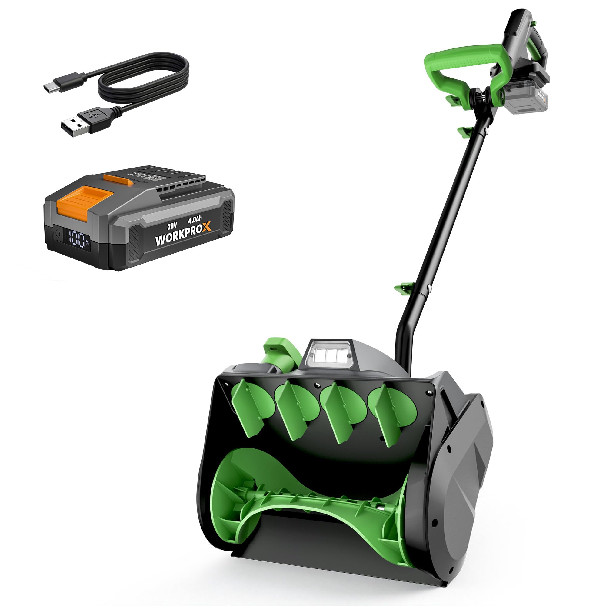 WORKPROX Cordless Snow Shovel, 13-Inch, 20V Battery Included | 23 ft Throw Dista