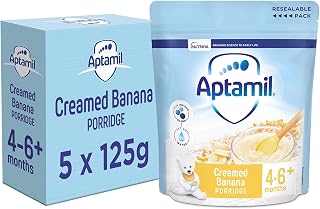 Aptamil Creamed Banana Porridge Baby Food Cereal, 4-6+ Months, 125g (Pack of 5)
