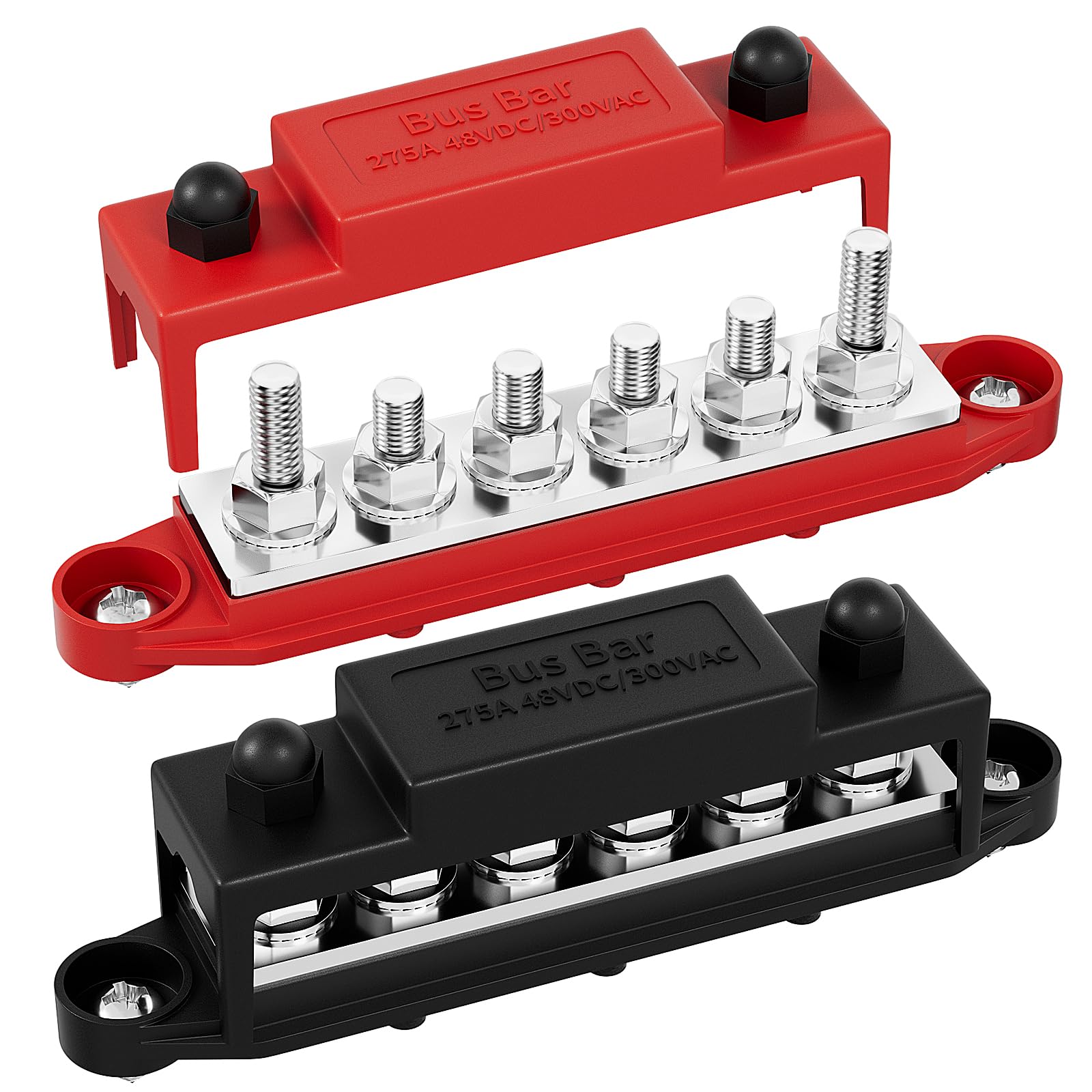 RVBOATPAT 275A Bus Bar 12V Power Distribution Block Car Audio Busbar 6 x 5/16" (