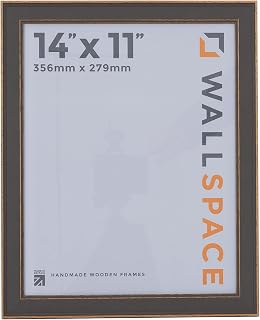 Wall Space Shabby Chic 14x11 Grey Picture Frame | Grey 11x14 Photo Frame | 14 x 11 inch | 356x279mm | 35.6x27.9cm | Solid Wood Wooden with Real Glass | Handmade in UK