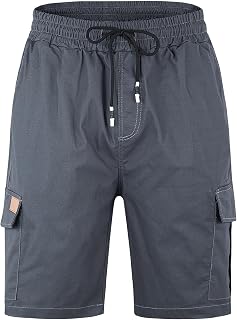 Mens Casual Twill Cargo Shorts Cotton Drawstring Classic Cargo Stretch Short with 6 Pockets
