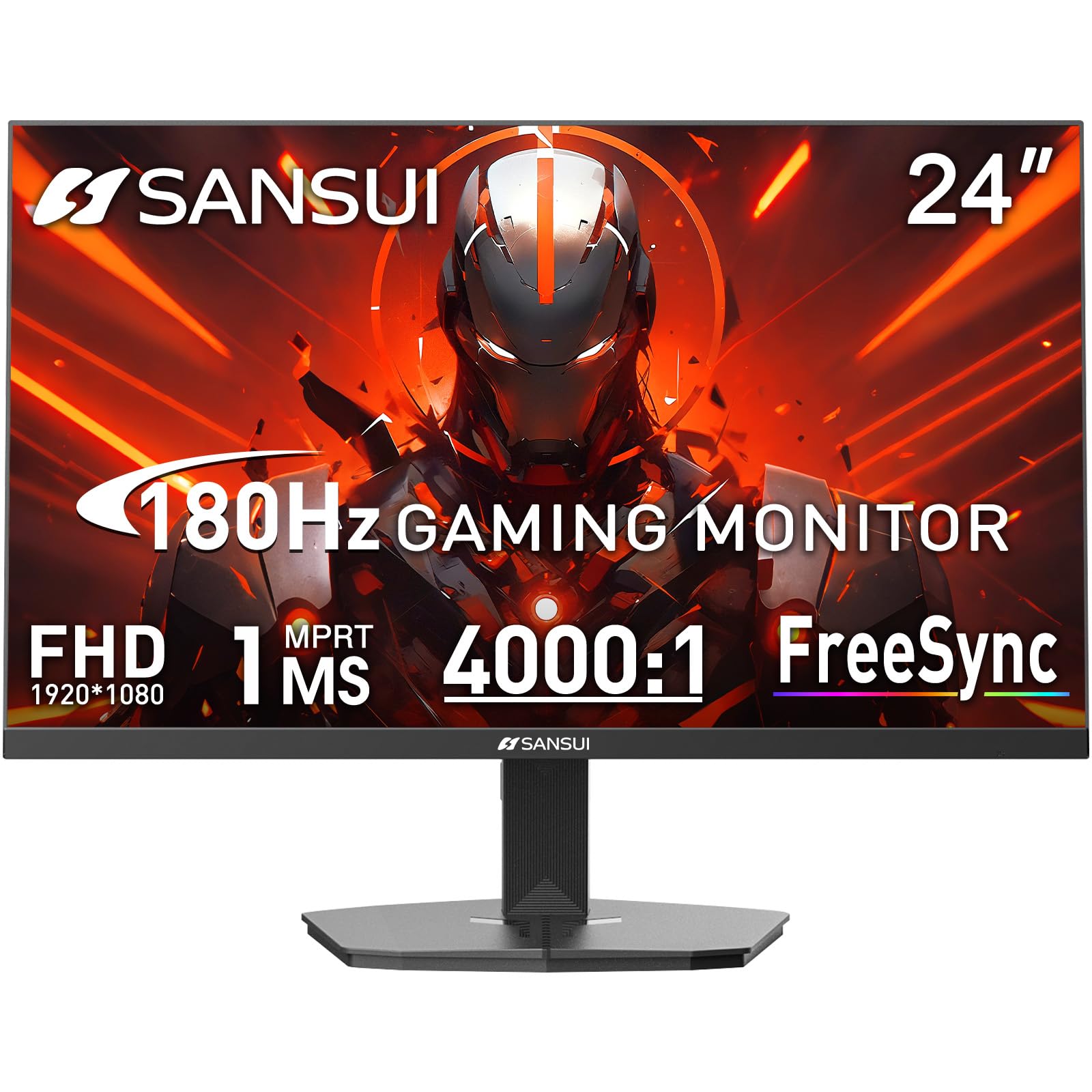 SANSUI 24 Inch 180Hz Gaming Computer Monitor, FHD 1080P for Game Office | 1ms Re