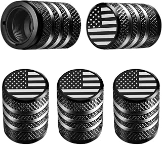 DECURCAR Tire Valve Stem Caps 5 Pack American Flag - Black | Tire Air Caps Aluminum with Plastic Liner TPMS Safe Corrosion Resistant Dust Proof Universal for Car Truck Motorcycle Bike