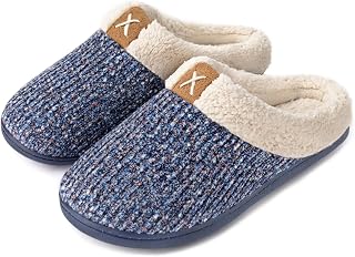 ULTRAIDEAS Women's Cozy Memory Foam Slippers Plush Fleece Lined House Shoes w/Indoor, Outdoor Anti-Skid Rubber Sole