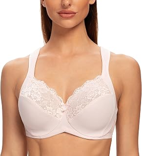 MELENECA Women's Minimizer Bra Full Coverage Plus Size Underwire Lace Comfort Cushion Strap