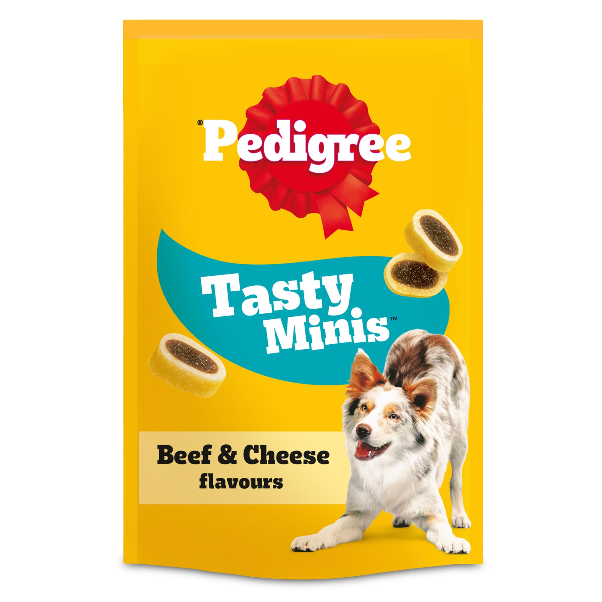 PEDIGREE TASTY MINIS Adult Dog Treats Cheese & Beef Nibbles 140g - Pack of 8, Pa