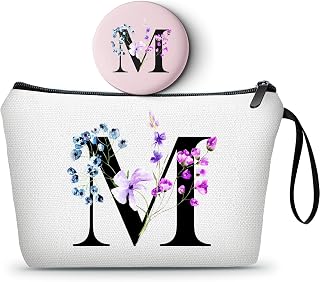 A-Z Personalized Makeup Bag with Mirror, Friendship Gifts for Women, M