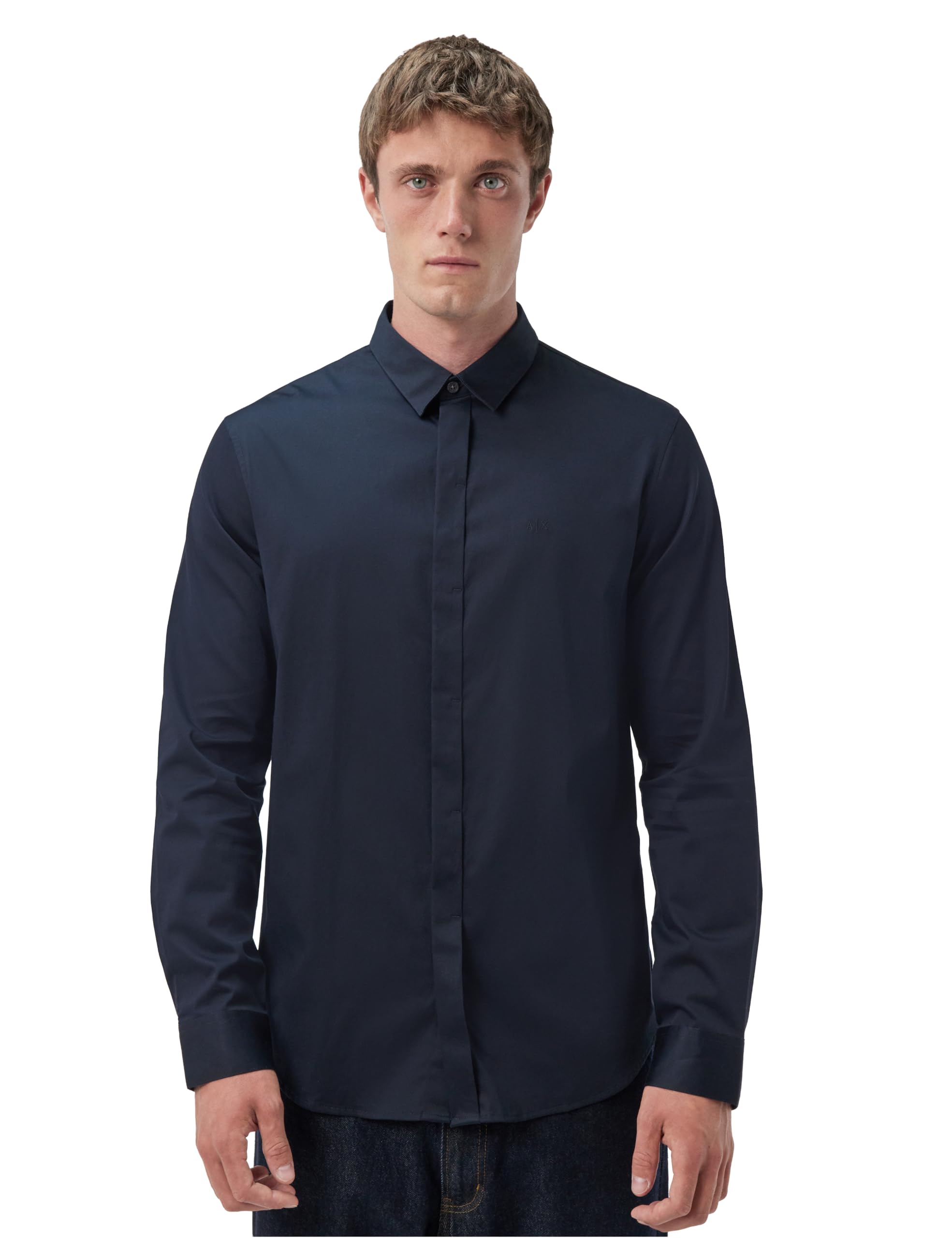 Armani Exchange Men's Smart Stretch Satin Casual Shirt