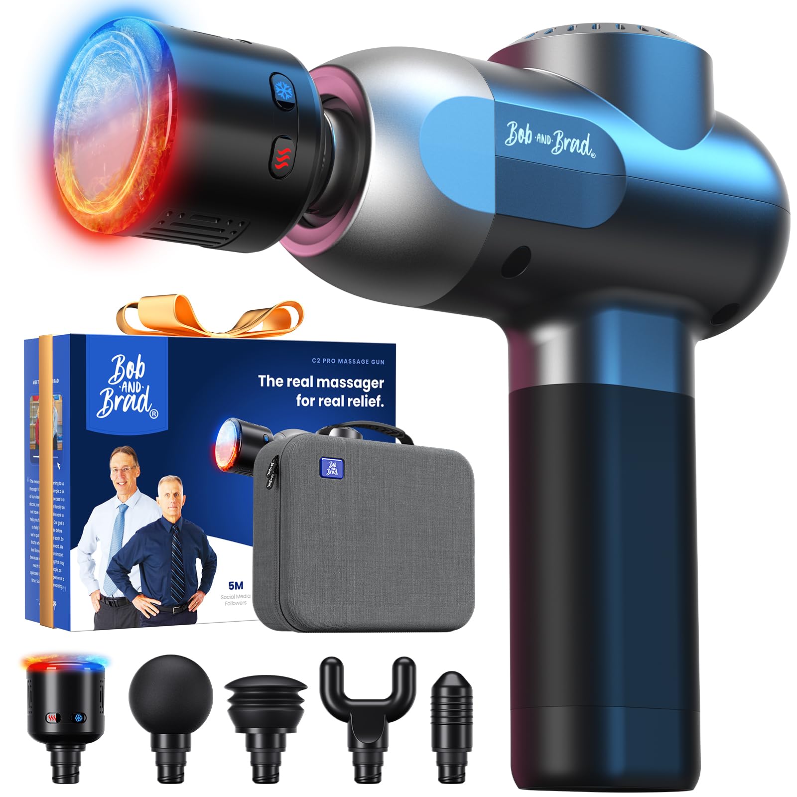 Massage Gun with Heat and Cold Therapy, BOB AND BRAD C2 Pro Deep Tissue Muscle M