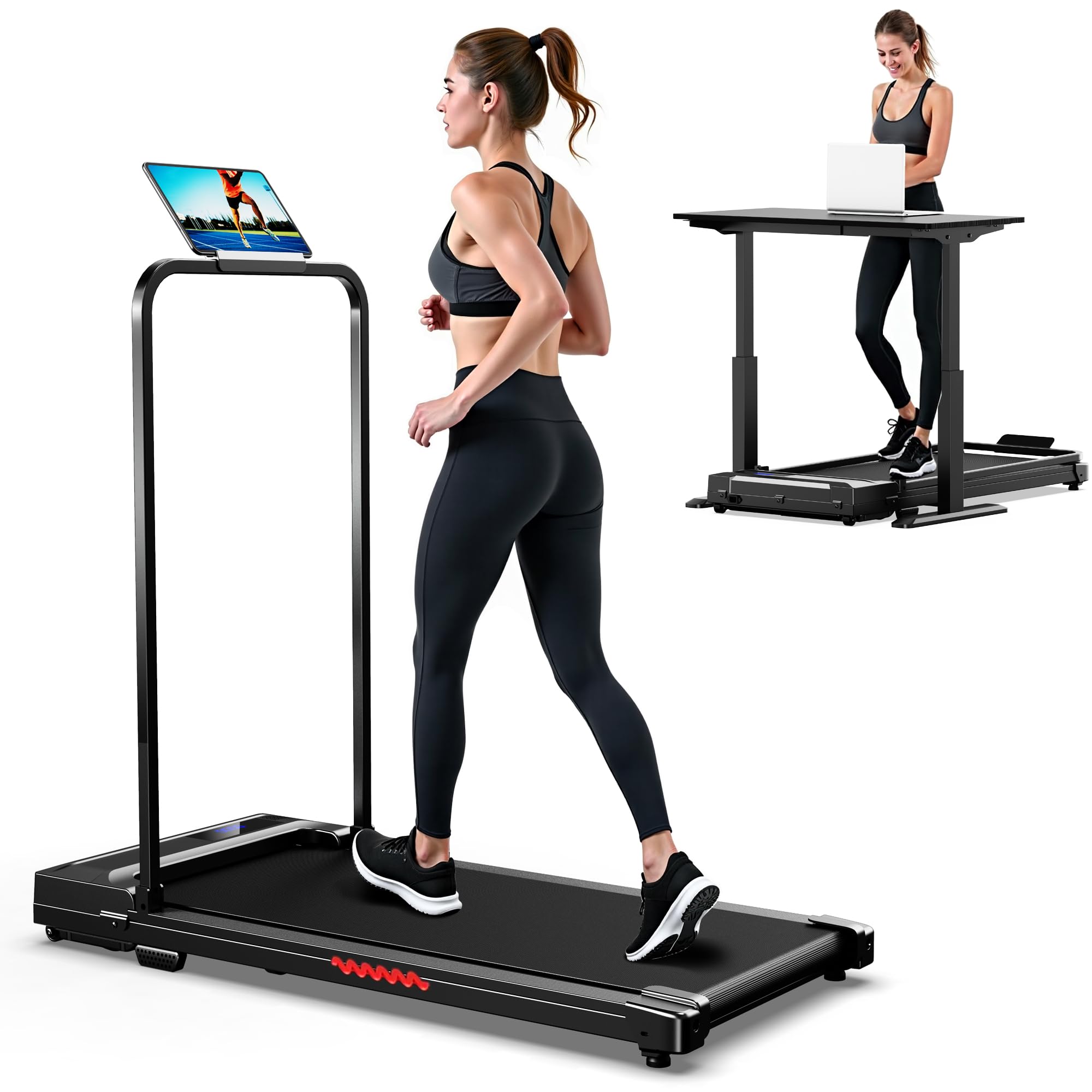 Walking Pad Treadmill for Home - Folding Treadmills with Handle Bar Portable Com