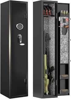 KAER 2-3 Gun Safe, Rifle Safe for Rifles and Pistols | Long Gun Cabinet for Shotguns, Removable Storage Shelf, LED Light, Quick Access, Adjustable Shelves