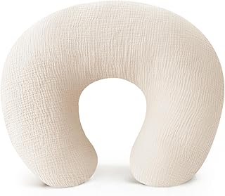 Konssy Muslin Nursing Pillow Covers, Soft Cover for Breastfeeding Pillows | Cover Only, 100% Cotton, Comfortable &amp; Durable, Machine Washable, Slipcovers for Newborn Baby Boys &amp; Girls, (Oat)