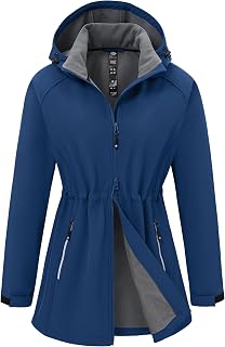 MoFiz Ladies Long Waterproof Softshell Jacket with Hood Lining