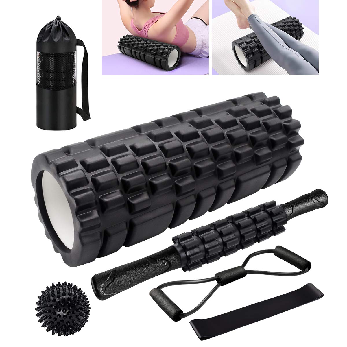 Foam Roller Set, KilYn Foam Rollers for Deep Tissue Massage, 6 in 1 Roller Massa