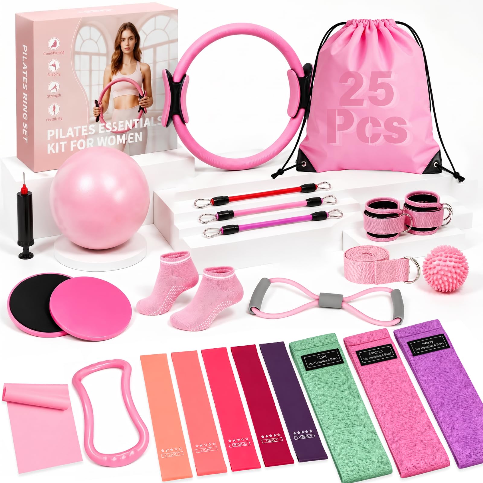 Pilates Kit & Pilates Equipment for Home Workouts, Essential Yoga Pilates Set wi