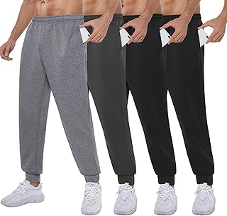 4-Pack Mens Jogger-Sweatpants Pockets - Athletic Pants for Men Gym Workout
